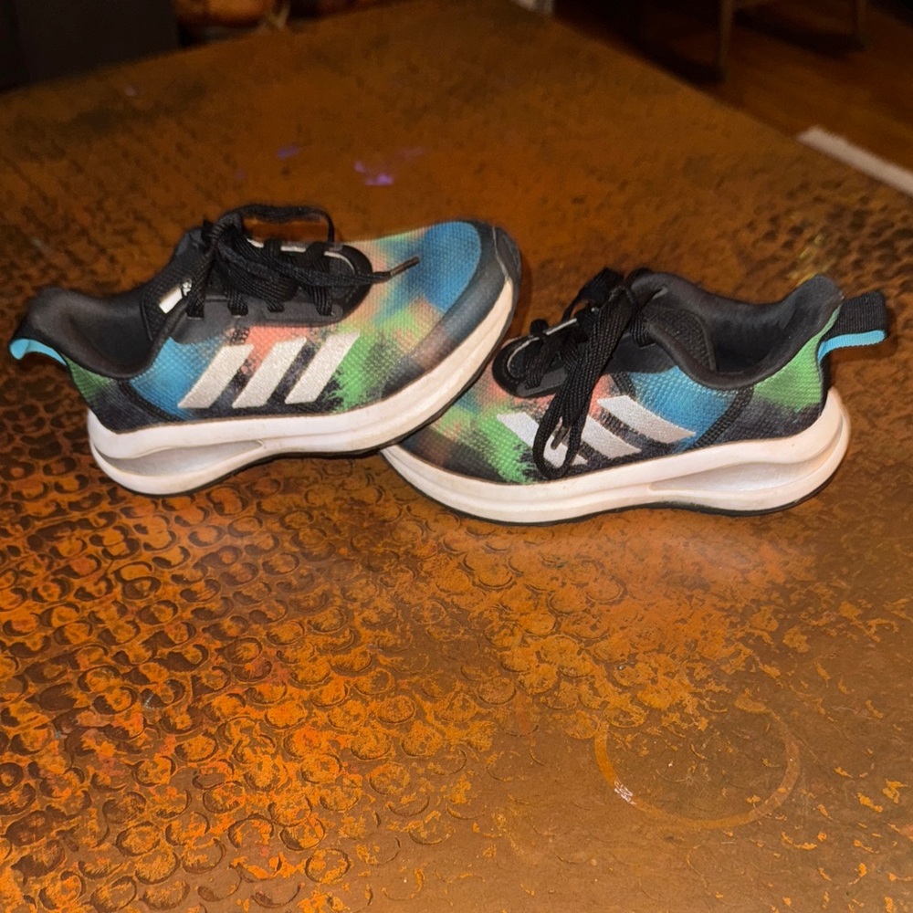 Adidas Kids Black and Blue Gradient Sneakers